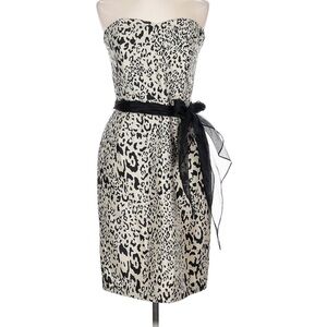Elegant Michelle Antonelli Silk Strapless Leopard Print Cocktail Dress Size 10